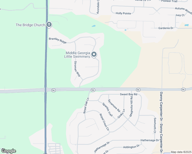 map of restaurants, bars, coffee shops, grocery stores, and more near 216 Brantley Ridge in Warner Robins