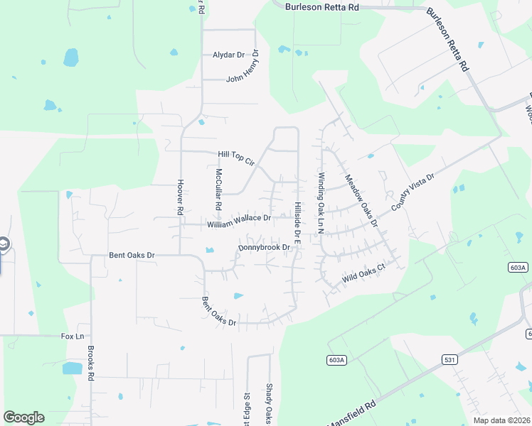 map of restaurants, bars, coffee shops, grocery stores, and more near 125 William Wallace Drive in Burleson