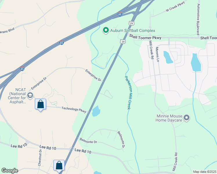map of restaurants, bars, coffee shops, grocery stores, and more near 3271 South College Street in Auburn