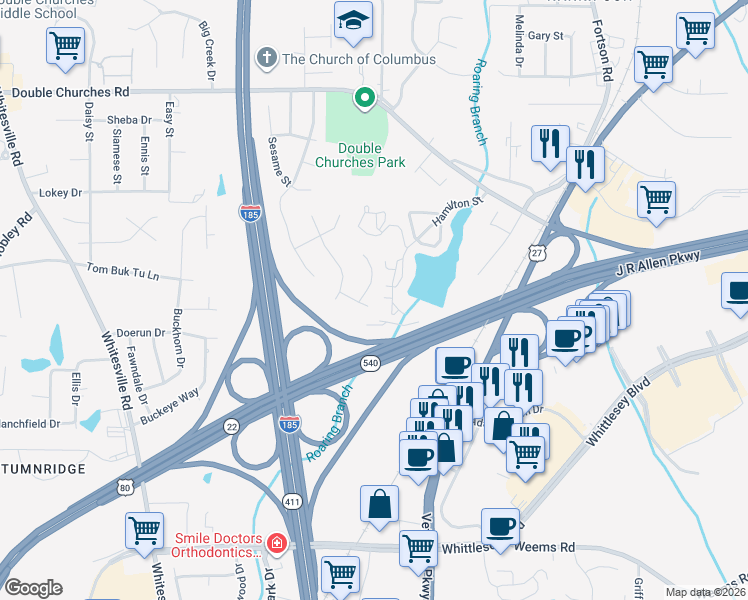 map of restaurants, bars, coffee shops, grocery stores, and more near 1815 Saffron Court in Columbus