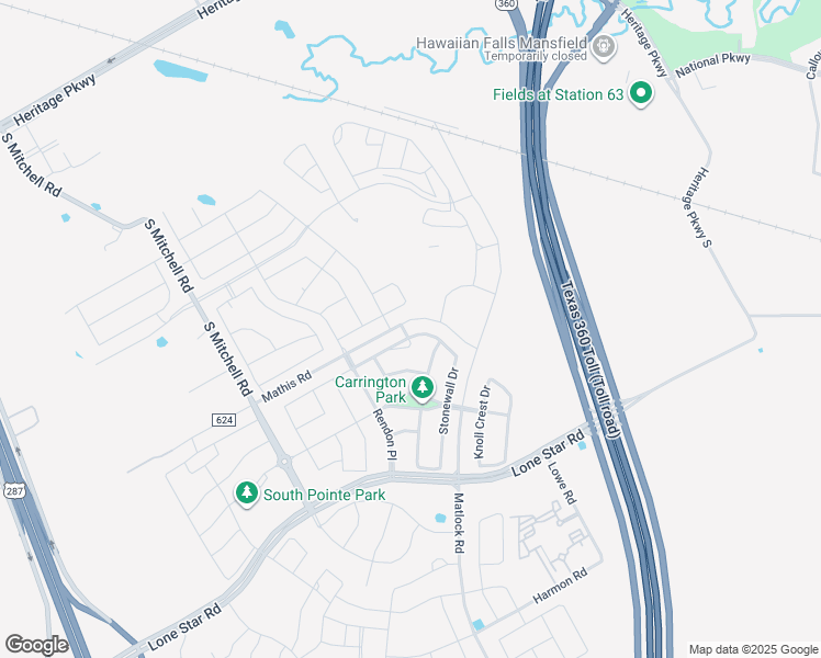 map of restaurants, bars, coffee shops, grocery stores, and more near 3101 Newsom Ridge Drive in Mansfield
