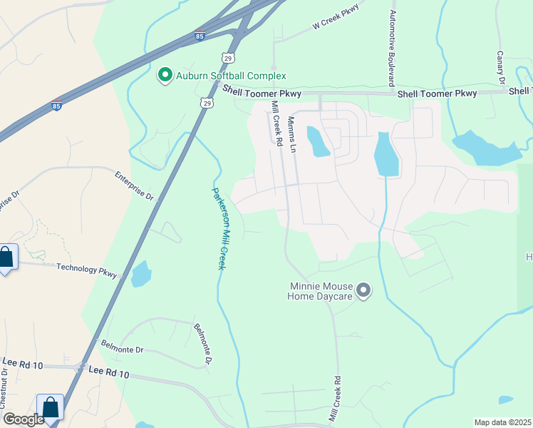 map of restaurants, bars, coffee shops, grocery stores, and more near 3260 Mill Creek Road in Auburn