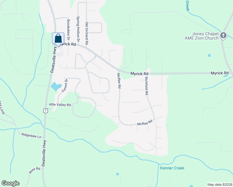map of restaurants, bars, coffee shops, grocery stores, and more near 178 McRae Road in Deatsville
