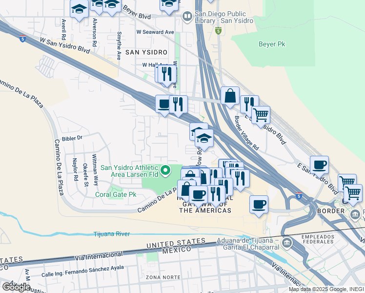 map of restaurants, bars, coffee shops, grocery stores, and more near 354 Sunrise Drive in San Diego