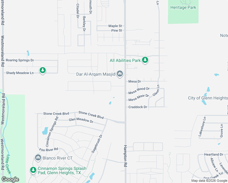 map of restaurants, bars, coffee shops, grocery stores, and more near 2021 South Hampton Road in Red Oak