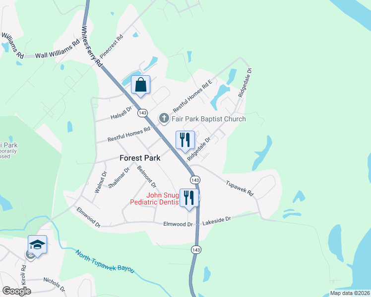 map of restaurants, bars, coffee shops, grocery stores, and more near 4132 Whites Ferry Rd in West Monroe