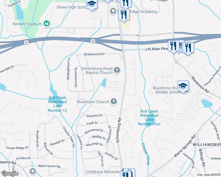 map of restaurants, bars, coffee shops, grocery stores, and more near 7029 Robin's Nest Drive in Columbus