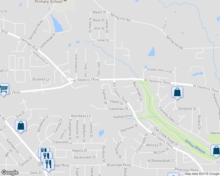 map of restaurants, bars, coffee shops, grocery stores, and more near 3219 Lopez Court in Longview