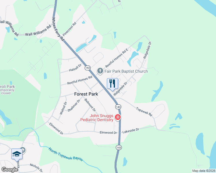 map of restaurants, bars, coffee shops, grocery stores, and more near 4132 Whites Ferry Road in West Monroe