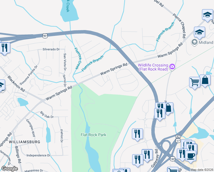 map of restaurants, bars, coffee shops, grocery stores, and more near 6254 Warm Springs Road in Columbus