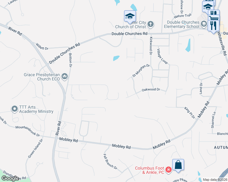 map of restaurants, bars, coffee shops, grocery stores, and more near 221 Woodstream Drive in Columbus