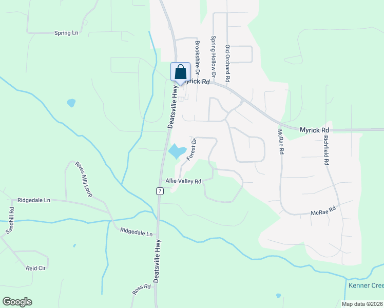 map of restaurants, bars, coffee shops, grocery stores, and more near 221 Forest Drive in Deatsville