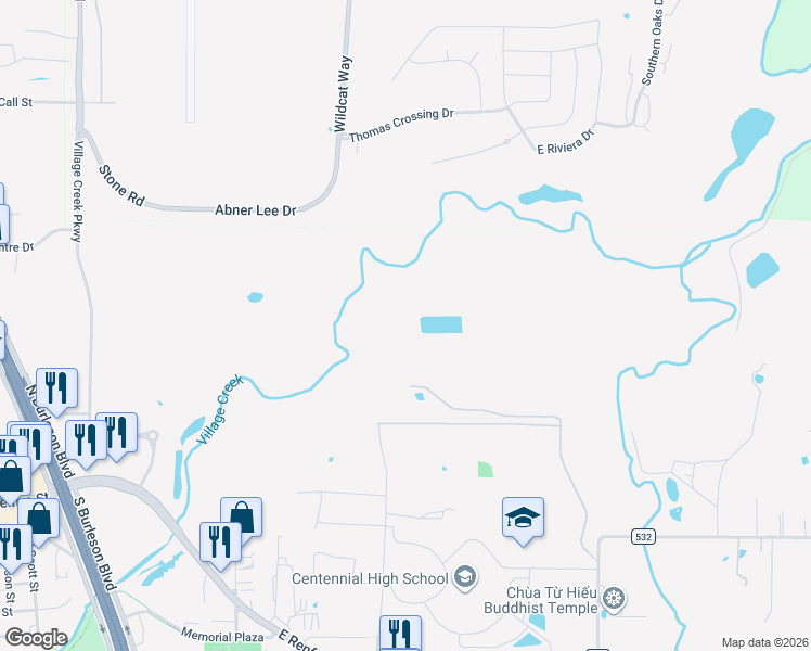map of restaurants, bars, coffee shops, grocery stores, and more near 199 노스 허스트 로드 in Burleson