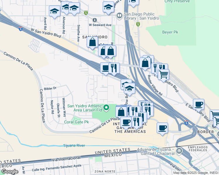 map of restaurants, bars, coffee shops, grocery stores, and more near 226 Sycamore Road in San Diego