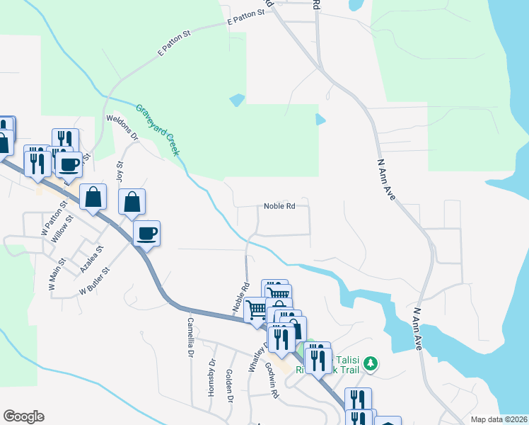 map of restaurants, bars, coffee shops, grocery stores, and more near 911 Noble Road in Tallassee