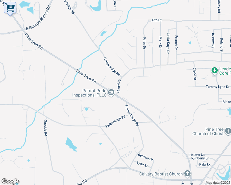 map of restaurants, bars, coffee shops, grocery stores, and more near 3 Latigo Trace in Longview