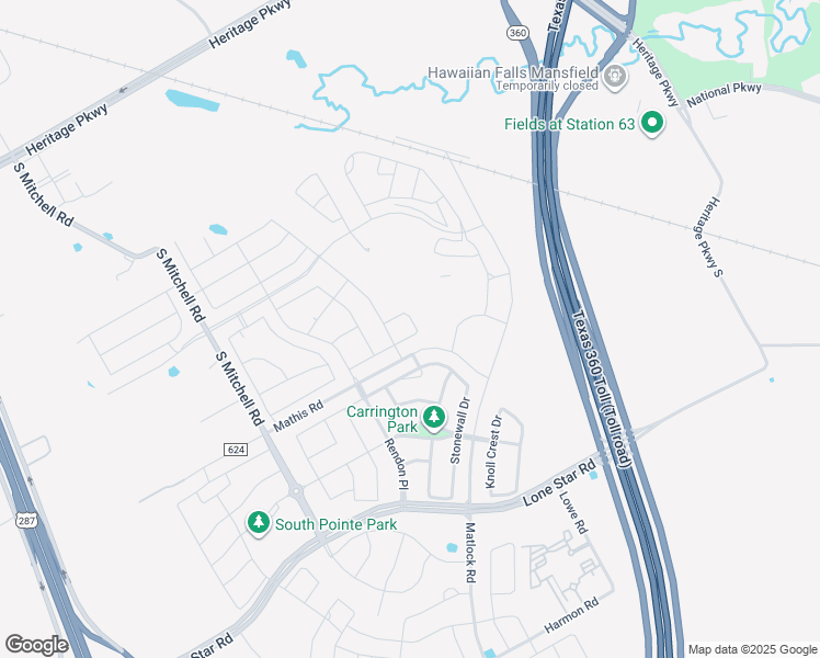 map of restaurants, bars, coffee shops, grocery stores, and more near 3101 Newsom Ridge Drive in Mansfield