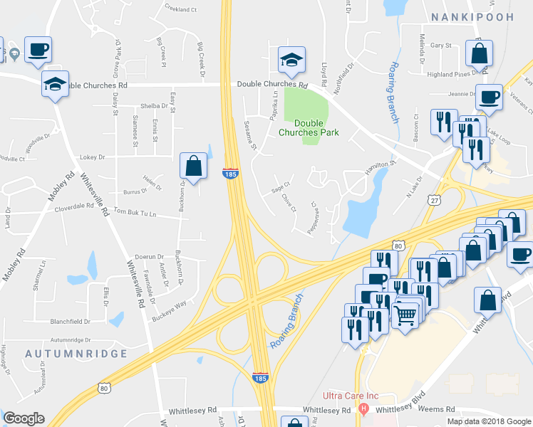 map of restaurants, bars, coffee shops, grocery stores, and more near 7167 Paprika Lane in Columbus