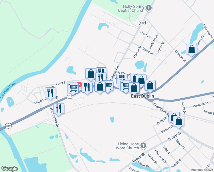 map of restaurants, bars, coffee shops, grocery stores, and more near 706 Central Drive in East Dublin