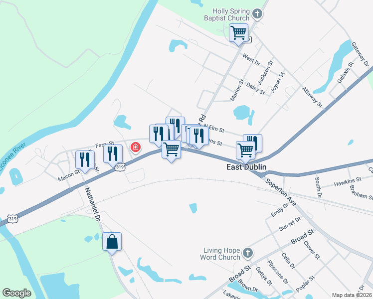 map of restaurants, bars, coffee shops, grocery stores, and more near 706 Central Drive in East Dublin