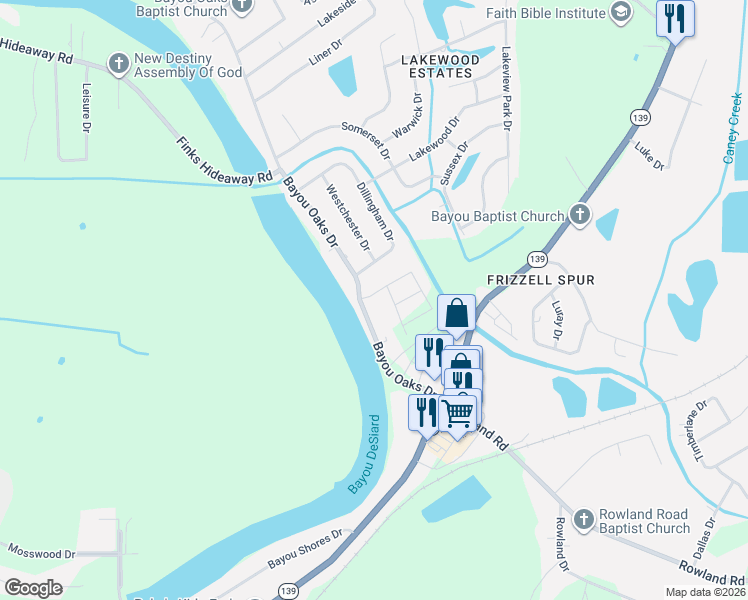 map of restaurants, bars, coffee shops, grocery stores, and more near 104 Dillingham Dr in Monroe