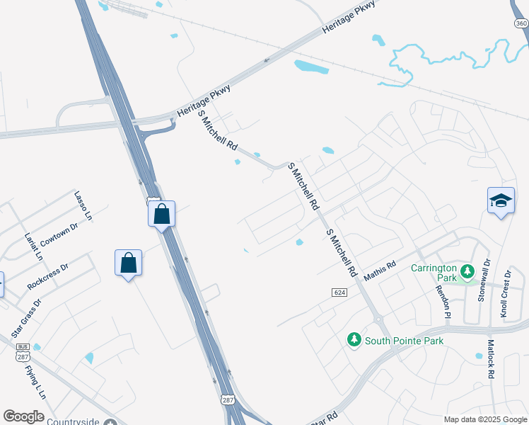map of restaurants, bars, coffee shops, grocery stores, and more near 890 South Mitchell Road in Mansfield