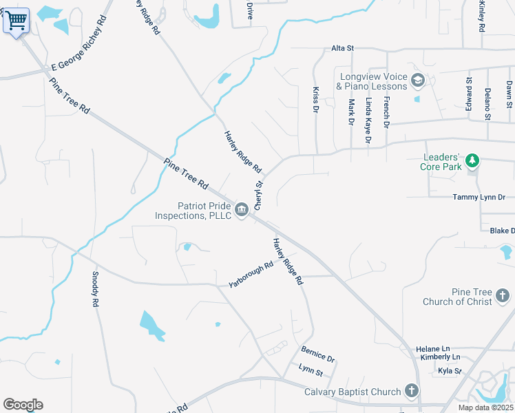 map of restaurants, bars, coffee shops, grocery stores, and more near 1206 Cheryl Street in Longview