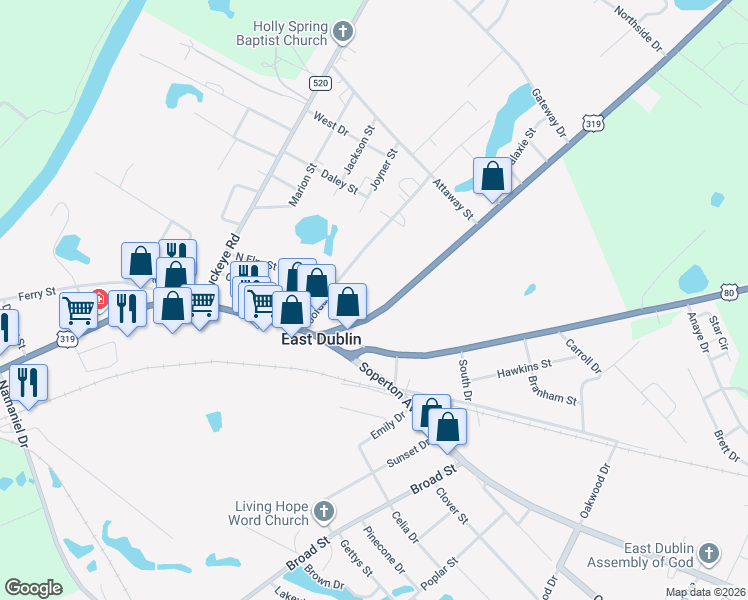 map of restaurants, bars, coffee shops, grocery stores, and more near 140 Wrightsville Avenue in Dublin