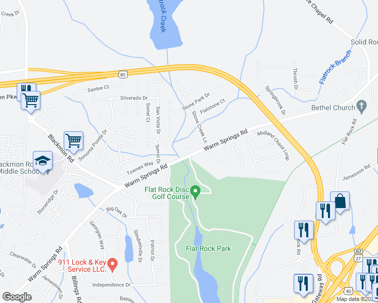 map of restaurants, bars, coffee shops, grocery stores, and more near 6730 Stone Creek Court in Columbus