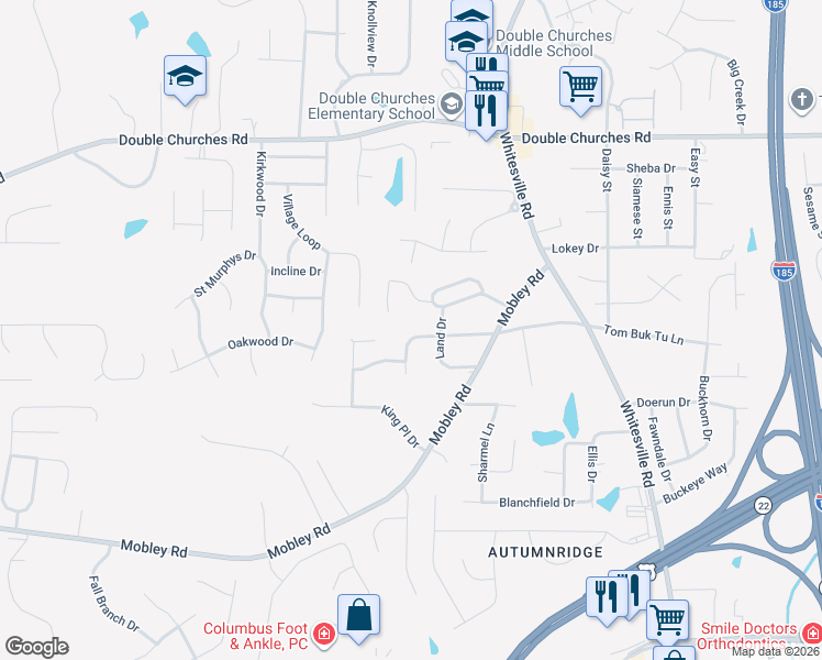 map of restaurants, bars, coffee shops, grocery stores, and more near 1199 Cloverdale Road in Columbus