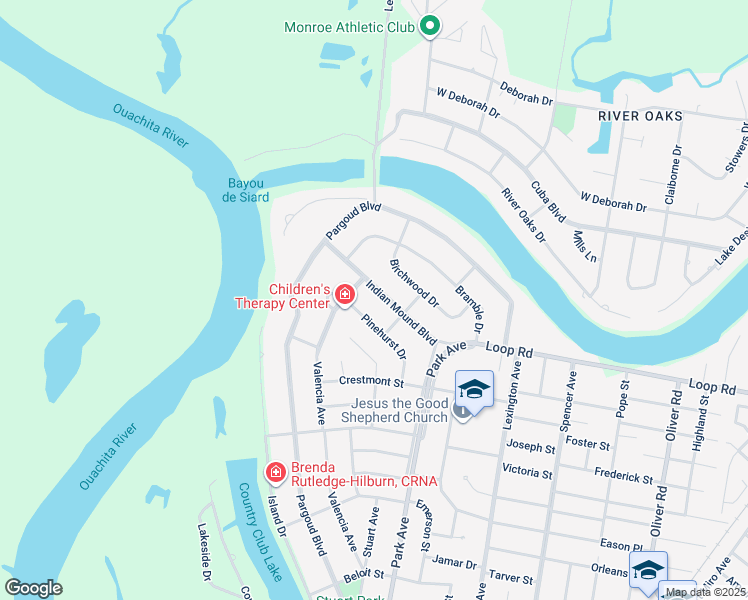 map of restaurants, bars, coffee shops, grocery stores, and more near 2610 Indian Mound Blvd in Monroe