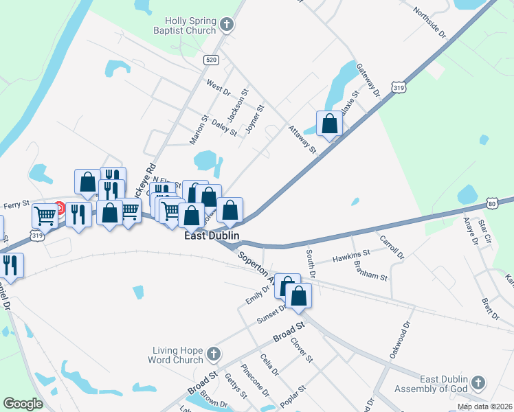 map of restaurants, bars, coffee shops, grocery stores, and more near 140 Wrightsville Avenue in Dublin