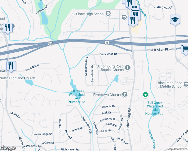 map of restaurants, bars, coffee shops, grocery stores, and more near 7136 Secretariet Drive in Columbus