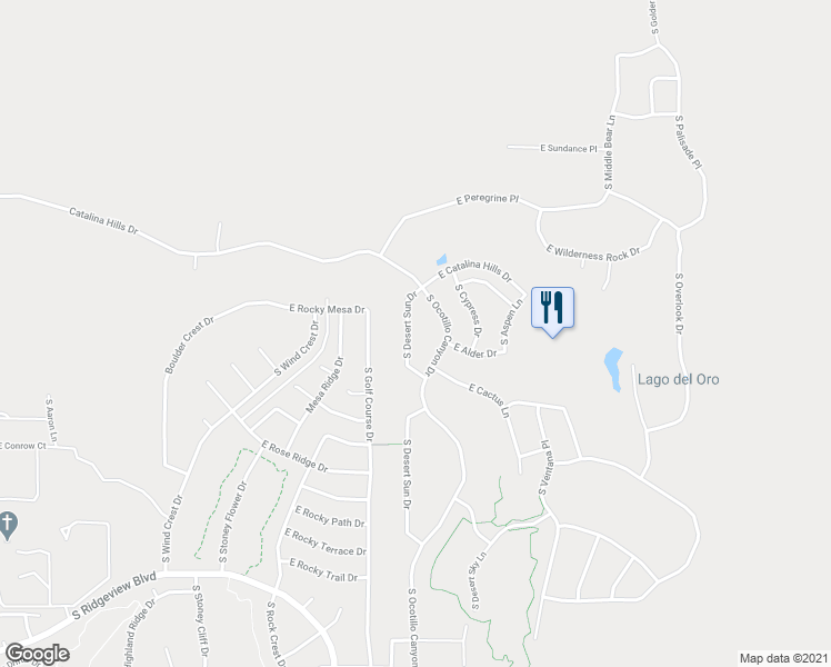map of restaurants, bars, coffee shops, grocery stores, and more near 35915 South Desert Sun Drive in Tucson