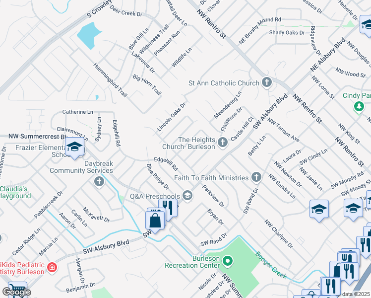 map of restaurants, bars, coffee shops, grocery stores, and more near 429 Arbor Lawn Drive in Burleson