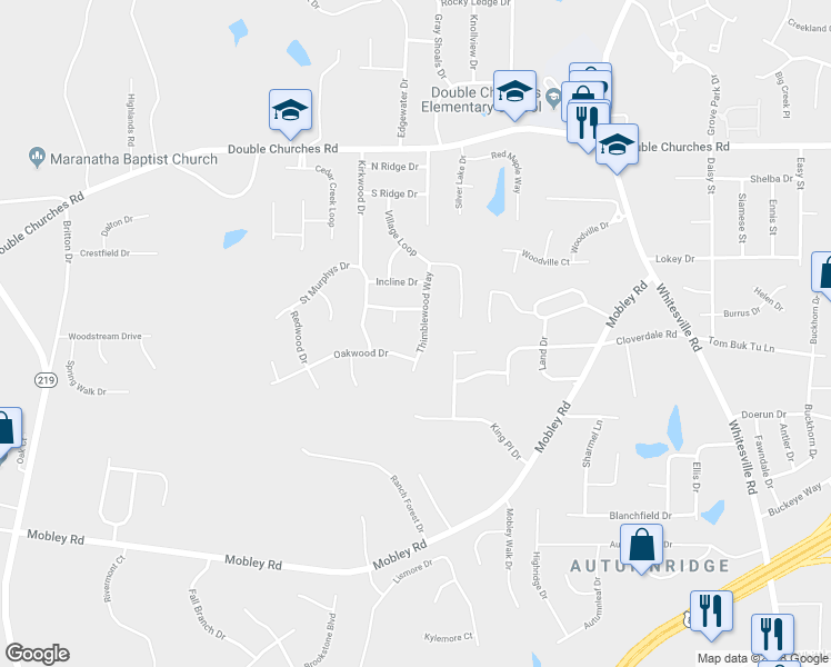 map of restaurants, bars, coffee shops, grocery stores, and more near 7107 Thimblewood Way in Columbus