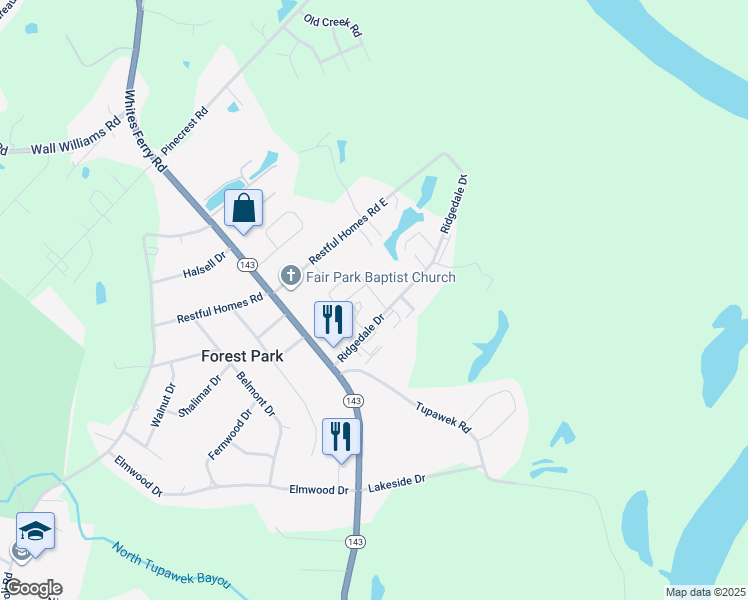 map of restaurants, bars, coffee shops, grocery stores, and more near 203 Penny Drive in West Monroe