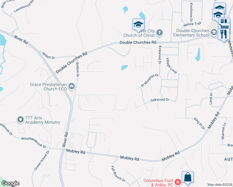 map of restaurants, bars, coffee shops, grocery stores, and more near 221 Woodstream Drive in Columbus
