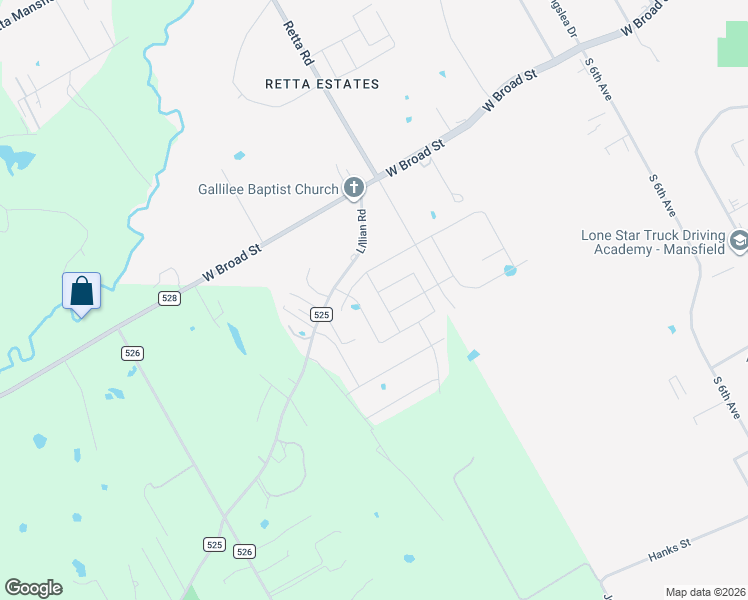 map of restaurants, bars, coffee shops, grocery stores, and more near 12164 County Road 525 in Mansfield