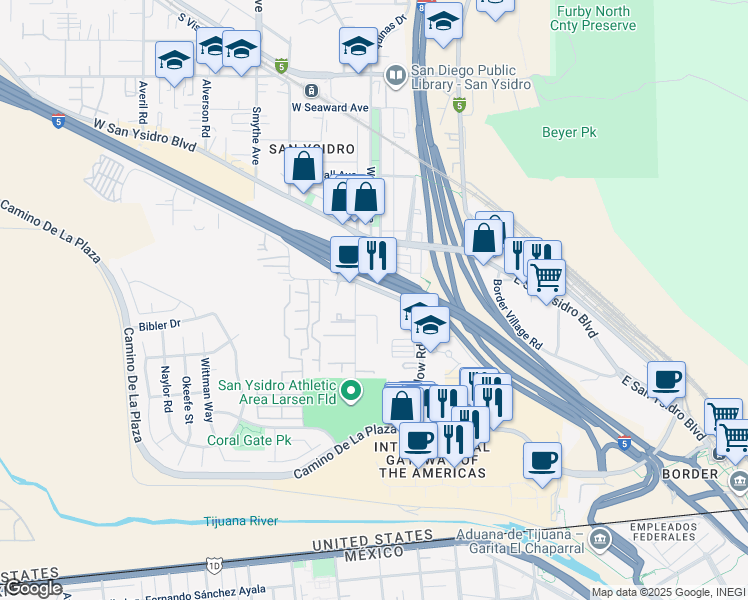 map of restaurants, bars, coffee shops, grocery stores, and more near 226 Sycamore Road in San Diego