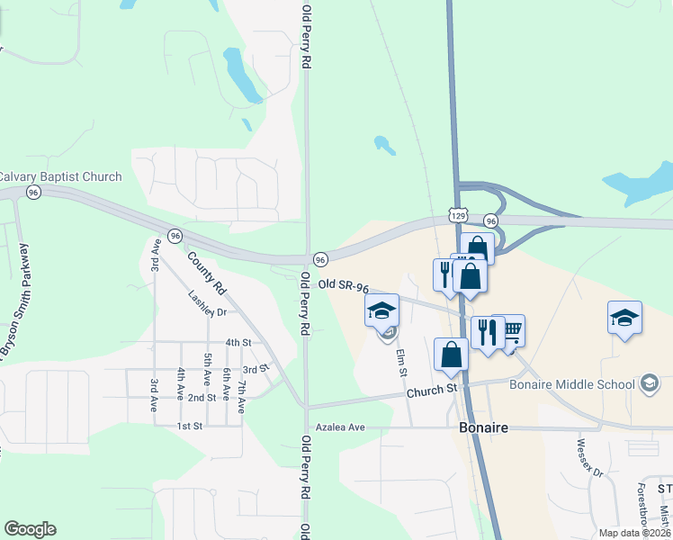 map of restaurants, bars, coffee shops, grocery stores, and more near Georgia 96 in Bonaire