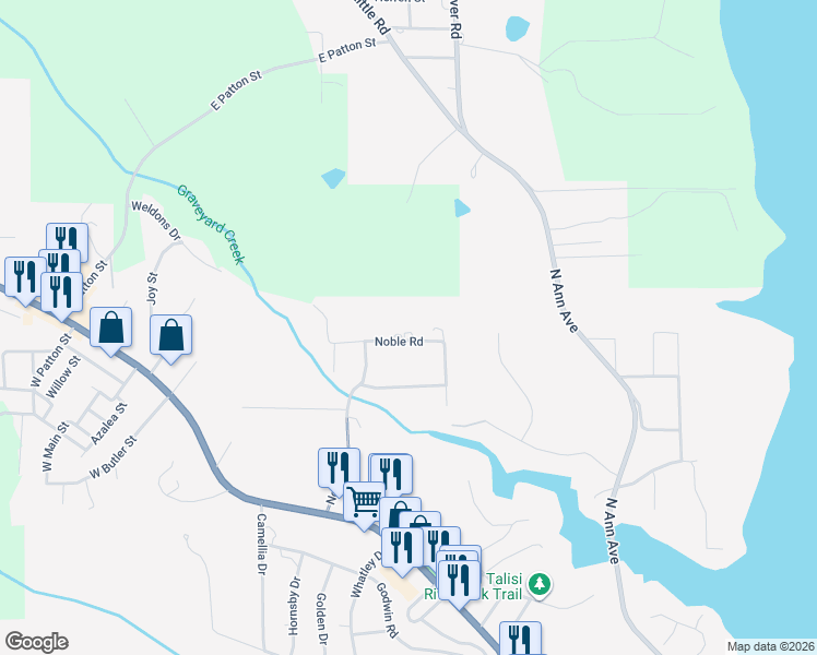 map of restaurants, bars, coffee shops, grocery stores, and more near 904 Noble Road in Tallassee