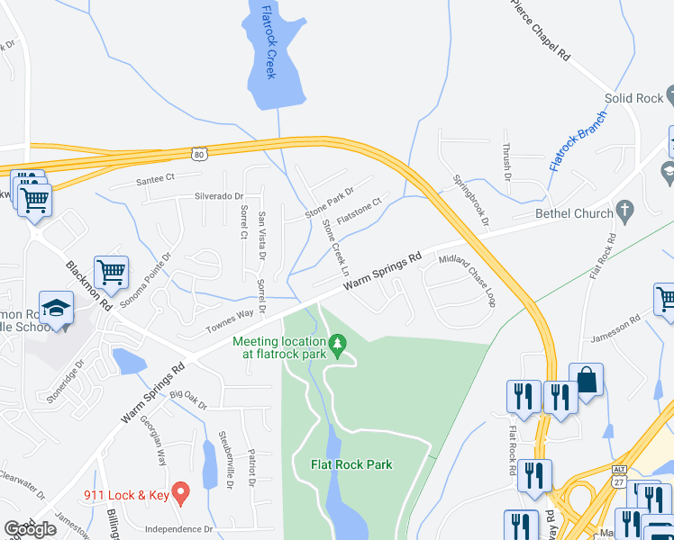 map of restaurants, bars, coffee shops, grocery stores, and more near 6701 Stone Creek Court in Columbus