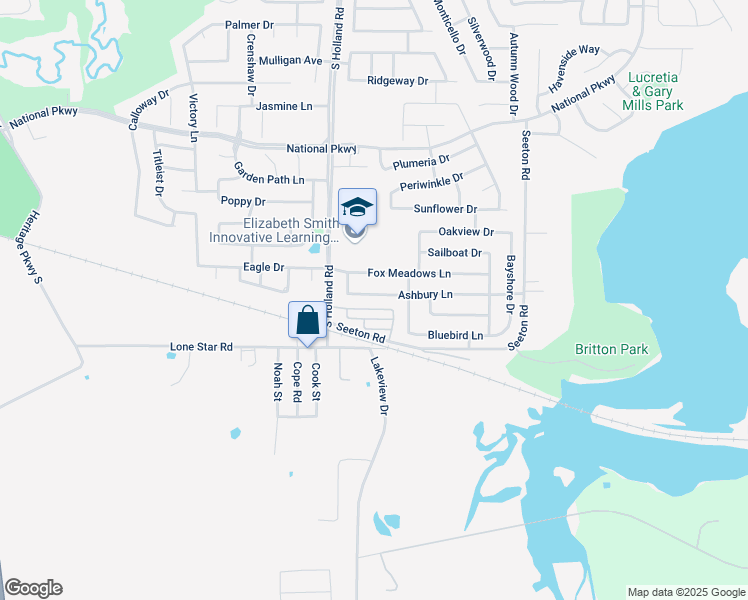 map of restaurants, bars, coffee shops, grocery stores, and more near 4500 Ashbury Lane in Mansfield