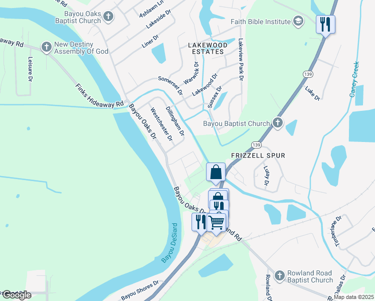 map of restaurants, bars, coffee shops, grocery stores, and more near 104 Dillingham Dr in Monroe