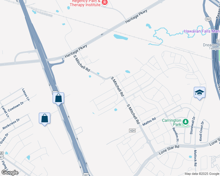 map of restaurants, bars, coffee shops, grocery stores, and more near 890 South Mitchell Road in Mansfield
