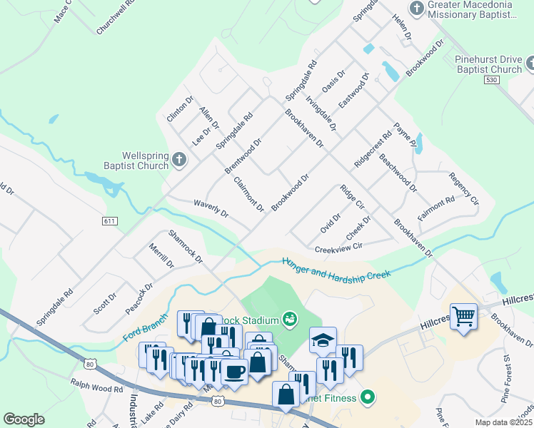 map of restaurants, bars, coffee shops, grocery stores, and more near 201 Clairmont Drive in Dublin