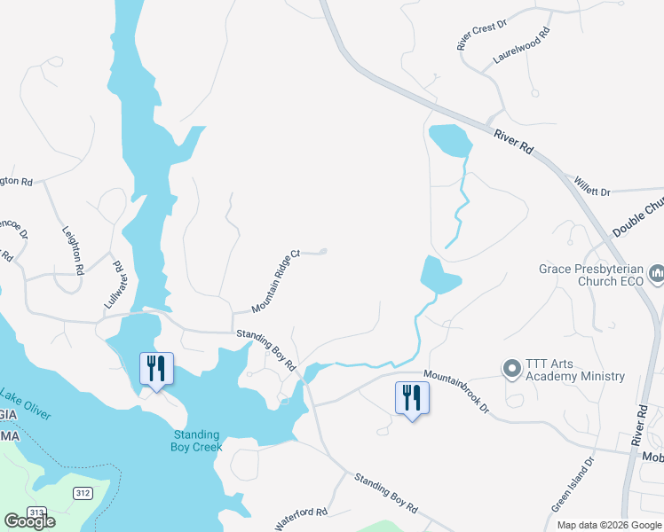 map of restaurants, bars, coffee shops, grocery stores, and more near 6 Mountain Ridge Court in Columbus
