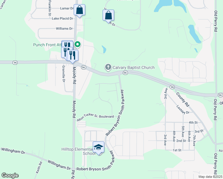 map of restaurants, bars, coffee shops, grocery stores, and more near 104 Cedar Leaf Trail in Bonaire