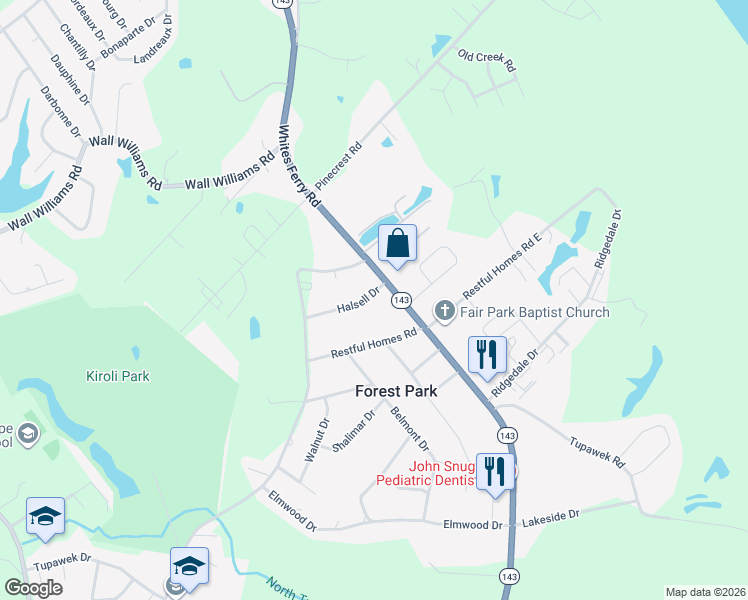 map of restaurants, bars, coffee shops, grocery stores, and more near 101 Halsell Drive in West Monroe